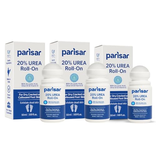 Image of Parisar Foot Roll on 50ml (Pack of 3) - 20% Urea Foot Cream for Dry & Cracked Feet with 2% Lactic Acid, Olive Oil & Vitamin E | Crack Heel Repair Cream