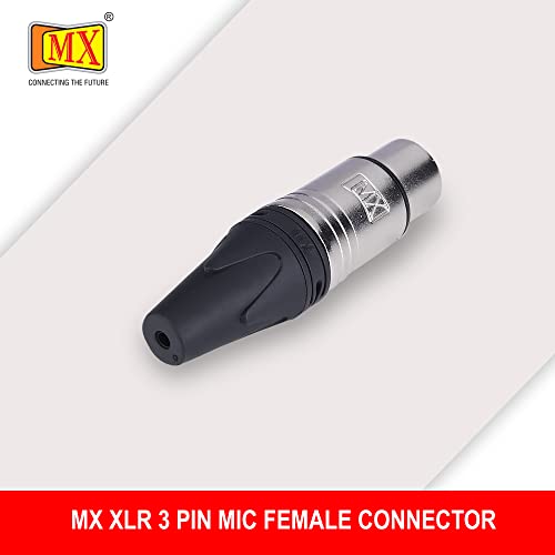 Image of MX XLR Connectors 3 Pin XLR Female Connector for Microphone Audio Socket Made of Pure Copper Nickel Plated XLR Pin for High Conductivity and Ultra-Low Noise (Metal End) Pack of 2