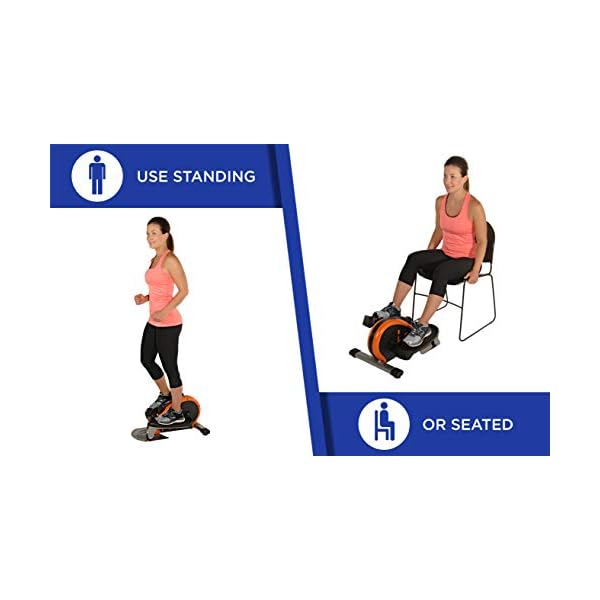 Stamina InMotion E1000 Compact Strider - Seated Ellipticalwith Smart Workout App - Foot Pedal Exerciser for Home Workout - Up to 250 lbs Weight Capacity - Black Orange