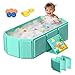 Vasca da Bagno Pieghevole per Bambini: Grande Vasca da Bagno per Bambini Piccoli con 5 Palline e 2 Anatre con Giocattoli (Green-1) immagine