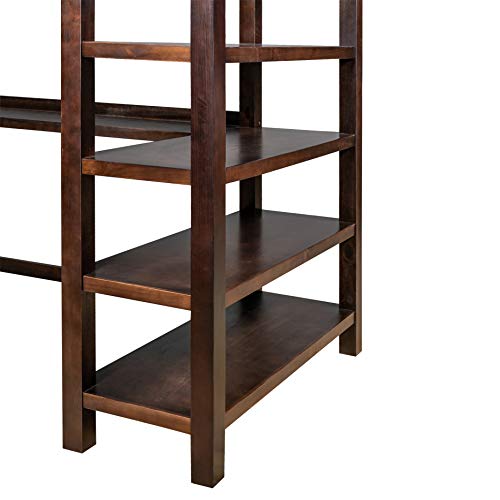 Image of Harper & Bright Designs Twin Loft Bed with Desk and Storage Shelves, Wood Loft Bed with Ladder, for Kids, Teens, Adults (Espresso)