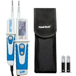 PeakTech 1090 – Testeur de Tension AC/DC 2 Pôles, Affichage LCD, Résistant à la Poussière et aux Éclaboussures (IP64), Test FI, Testeur de Continuité, Indicateur de Polarité, Voltmètre 6V - 690V