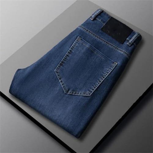 Men's Embroidered Jeans Slim Fit Straight Denim Pants Fashionable Casual Business Thin Trousers Clothing3
