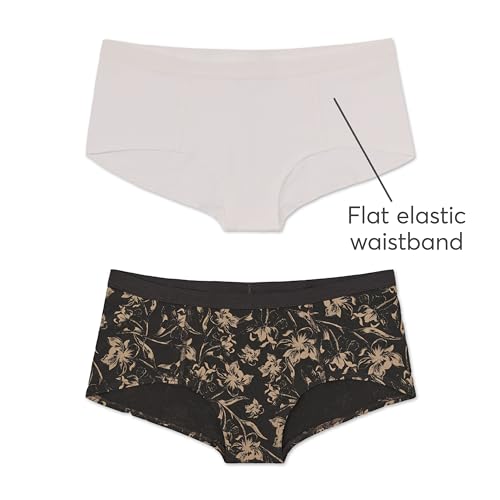 Image of Pact Women's Organic Cotton Boy Shorts Underwear, Full Coverage Low Rise Panties, 2 Pack