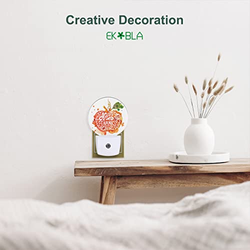 Image of EKOBLA Pumpkin Night Light, Thanksgiving Fall Pumpkin Night Lights Plug Into Wall with Auto Sensor for Bathroom and Hallway
