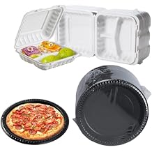 Clamshell Take Out Containers 8-inches 55-pack and Disposable Plates for Party 9-inches 150-pack