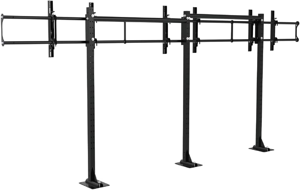 46-55" Floor Bolted 3x1 Video Wall Mount, Fixed Horizontal Triple Screen Bracket, VESA 600x400 System