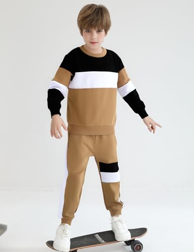 Image of mkodopy Boys Clothes Hoodie Sweatsuits Tops and Pants Boys Fall Winter Outfits Boy Clothing Set