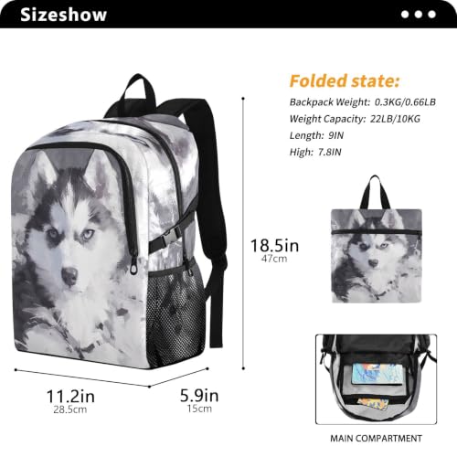 Sac à dos de randonnée pliable Chien Neigeux léger compact de voyage noir cool