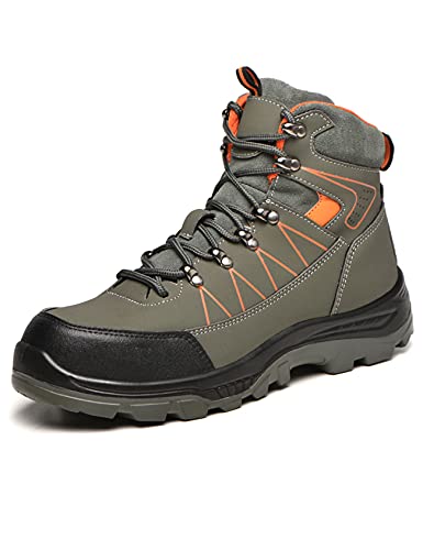 Letuwj Zapatos de seguridad de trabajo transpirables para hombre con tejido volador de cuatro estaciones antigolpes y antiperforantes, zapatos de seguridad para el trabajo, verde claro, 44 EU Cover