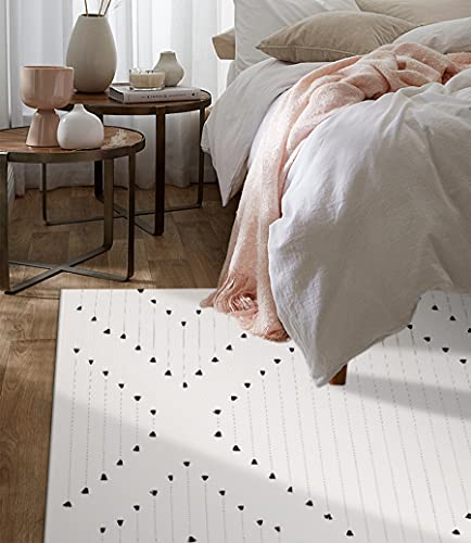 Boho Cotton Area Rug 4’ X 6’, Large Hand Woven Washable Indoor Accent Rugs, Moroccan Geometric Throw Floor Carpet For Living Room Bedroom Dining Room Home Decor,Off White #TOP4