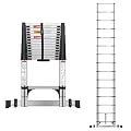 DEZEX 16.5 FT Telescoping Ladders Stainless Steel Telescopic Ladder - Multi-Button Retraction Collapsible Ladder for Home,RV,Loft, Lasts 375 LBS with 2 Triangle Stabilizers,Balance Bar and Wheels