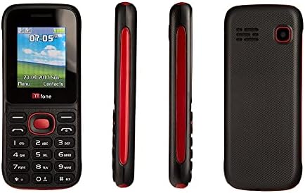 TT120 Dual Sim UK SIM-Free Cheap Mobile Phone for Emergency Use (with USB Cable, Red)