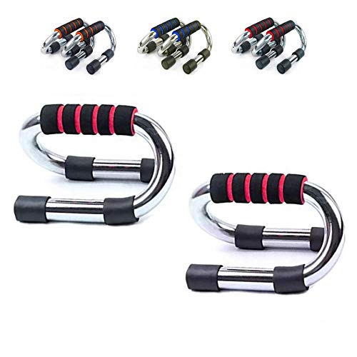 FSPU004R Push Up Stand Bars | Maniglie Per Flessioni Piegamenti Pettorali Spalle Addominali Schiena Tricipiti | Accessori in acciaio per Home Fitness Palestra (Rosso)