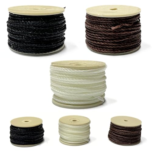 Waxed Thread 12.5 - Leather Sewing Awl Replacement Thread Spools Yards - Nylon Repair Stitch Threads - Sewing Awl Refill Replacement Threads, for Awl Stitching Tool (Black)