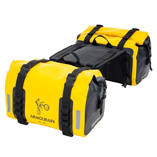 ARMOURAIN オートバイのサドル袋70L(35L*2)のオートバイのギヤに乗る後部座席袋 (Yellow)