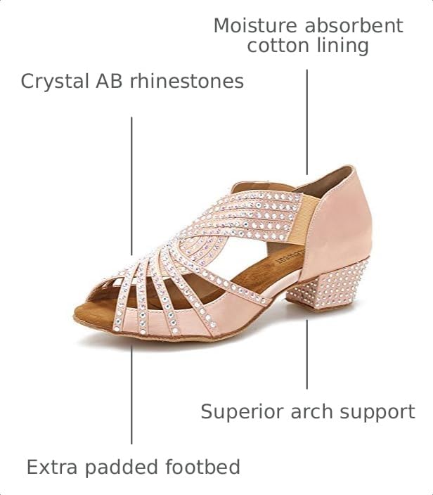 Image of TTdancewear Women Rhinestone Dance Shoes Ballroom Latin Salsa Bachata Performance Dance Dancing Shoes