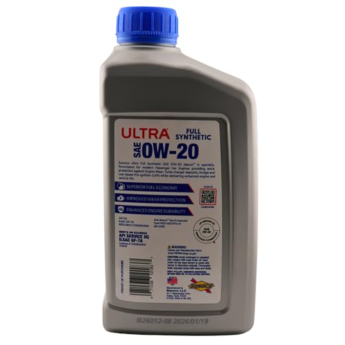 Aceite motor SUNOCO 0W-20 sintético completo 1 cuarto x4 miniatura 5