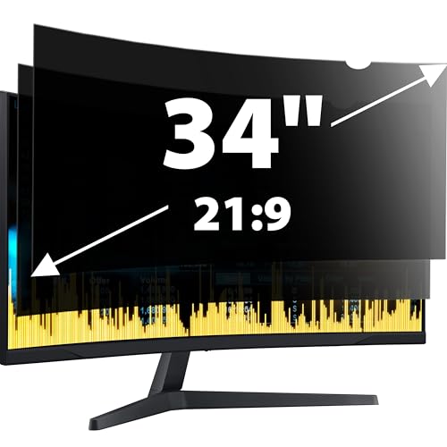 2 Pack 34 Inch Computer Privacy Screen for 21:9 Aspect Ratio Widescreen Monitor, Anti UV Eye Protection Anti Glare Blue Light Screen Protector Monitor Privacy Filter, Removable Film (31 1/4  13 3/8)