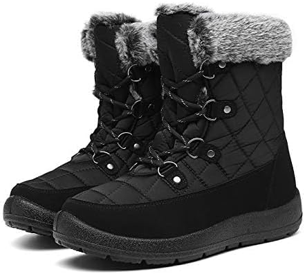 ZEENXIUYA Womens Snow Boots Comfortable Warm Fur Lined Winter Waterproof Flat Lace-Up Ankle Boots Outdoor Winter Booties - Image 3