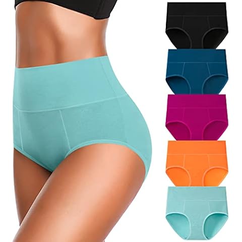 OLIKEME Womens Underwear Tummy Control Cotton High Waisted Postpartum Brief Plus Size Ladies Panties Cover