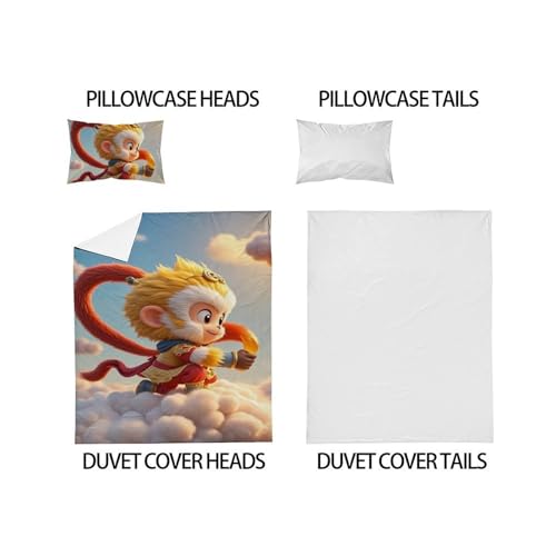 Housse de couette single singe blond en microfibre 135x200cm
