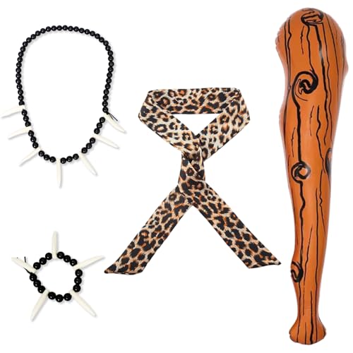 ZXTGBQ 4 Pièces Costumes d'homme des Cavernes, Costume d'homme des Cavernes Adapté pour Cosplay, Halloween, Noël, Soirée à Thème, Deguisement Caverne...