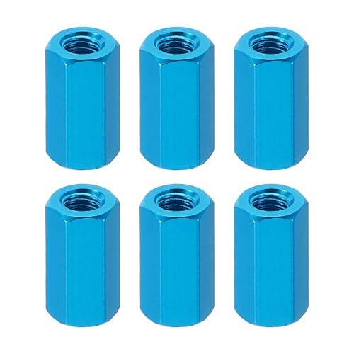 Image of PATIKIL M3 Hex Nuts, 6pcs M3 Threaded Spacers Aluminum 10mm L Female Metal Spacer Screw Standoff for M3 Screw Bolts RC Car Drones Stacks Motherboard, Blue