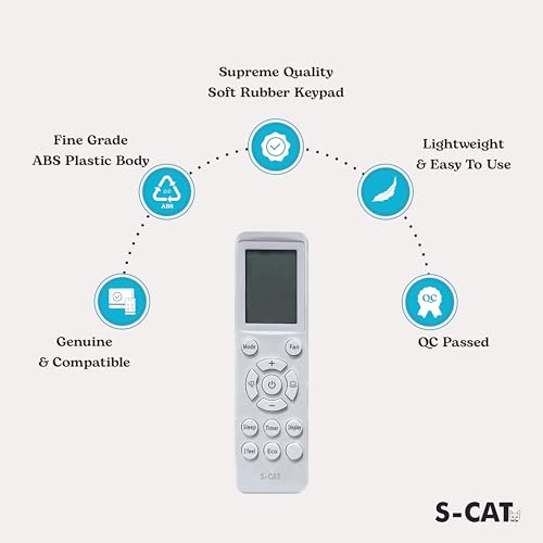 Image of S-CAT Compatible with Daikin AC Remote Control Model 247 (No Backlight) Suitable for 1 /1.5 /2 Ton Split /Window /Cassette AC (Match Old Remote Exactly, for Any Issues Contact Helpline)
