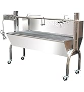 Rotisserie Grill Stainless Steel Charcoal Spit Roaster, 62" Pig Lamb Hooded Roaster Charcoal Spit...