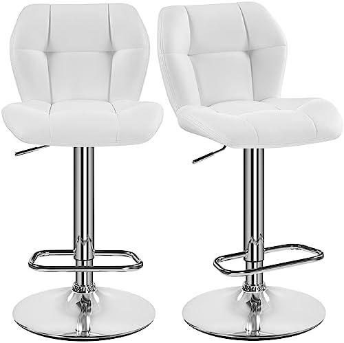 Sgabelli Da Bar Beltom Royal Regolabili - 2 Pezzi Con Schienale, Girevoli, Per Cucina E Pub, Bianco - Foto 13