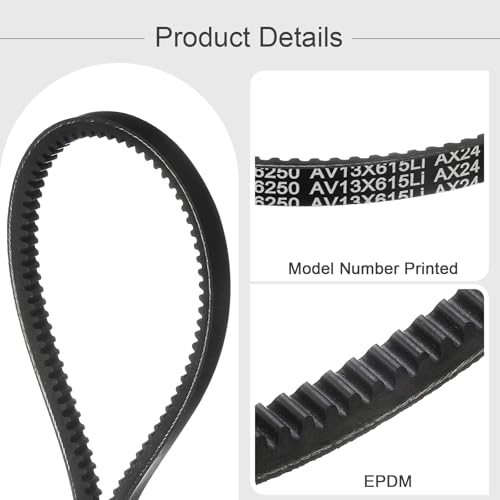 Image of uxcell AX24 EPDM V-Belt, Raw Edge Cogged Industrial Rubber V Belt 1 /2 inch Width x 24 inch Inside Circumference