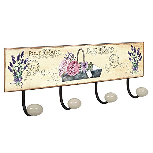 PERCHA Pared Vintage 4 Ganchos Porcelana