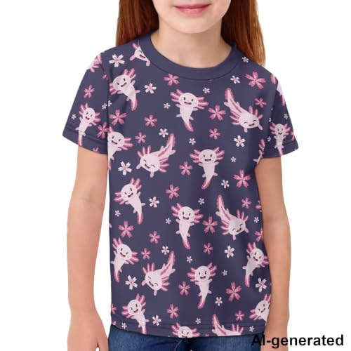 Image of Novelty 3D Graphic T Shirts for Kids Crew Neck Funny Animal Print Short Sleeve Girls Tshirts 3-16 Years