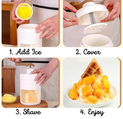 Image of Voracia Manual Ice Crusher Machine with Ice Box, Multicolour, Plastic, 500ml, Hand-Cranked, BPA Free, for Home Kitchen