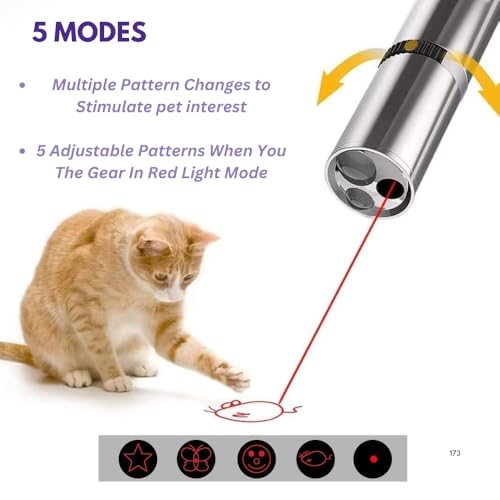 Image of USB Rechargeable Cat Laser Toy - 7-in-1 Interactive Laser Light Pointer - Multi-Pattern Lazer Lights for Cats - Cat Toys Play - Powerful Stimulation Toy with UV Light & Flashlight