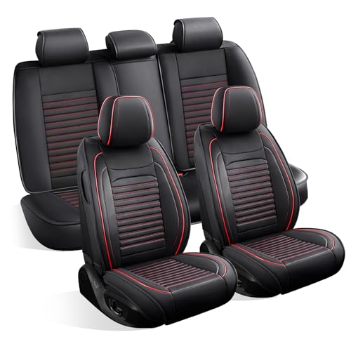 Image of Car Seat Covers Fit for VW CC 2009-2017 | Full Coverage Faux Leather Seat Protector Waterproof Airbag Compatible and All-Weather Automotive Seat Covers