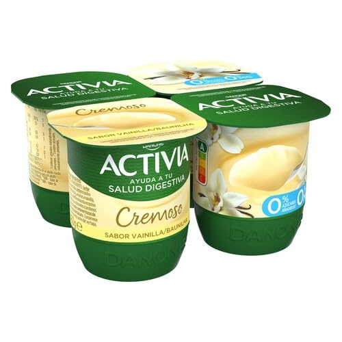 ACTIVIA PROBIOTICOS CREMOSOS 0% GRASAS 0% AZUC. (PACK 4 Und.) DANONE REFRIGERADO 4x120Gg. (VAINILLA)