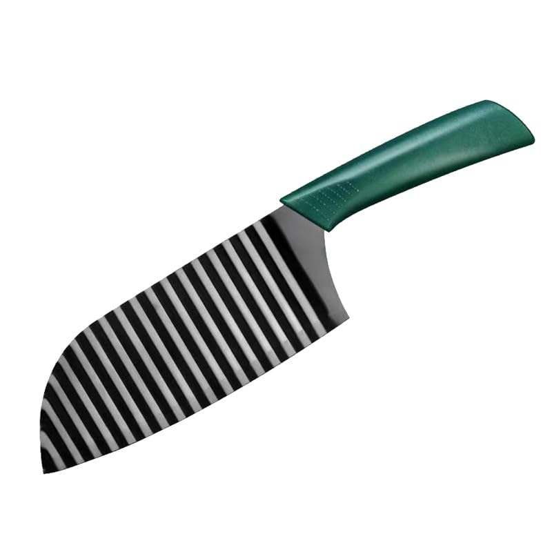 Couteau à Lame Ondulée 29 cm pour Légumes et Fruits, Lame en Acier Carbone pour Coupe Ondulée de Pommes de Terre, Carottes et Concombres, Accessoire de...