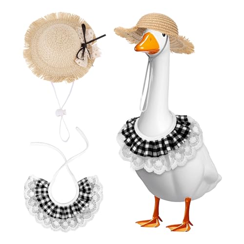 Summer & Autumn Porch Goose Outfits, Cute Lawn and Patio Goose Clothes with Hat Bib Seasonal Pet Dog and Cat Costume for Lawn Yard & Patio Decoration