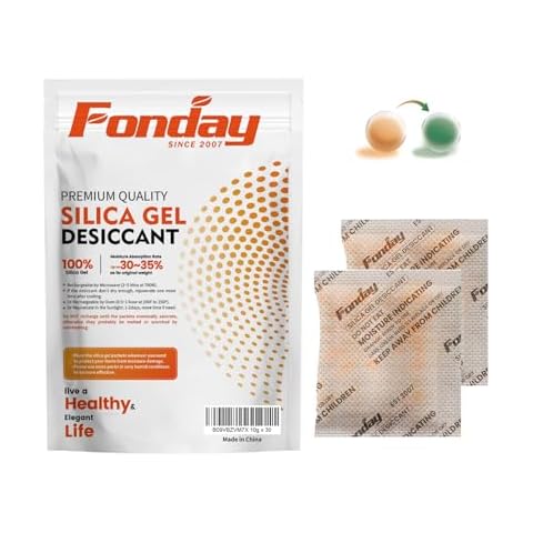 10Gram 30Packets Fonday Rechargeable Silica Gel Desiccant Packets Food Grade Fast Reactivate Desiccant Bags Moisture Indicating Orange to Green Cover