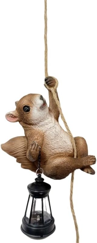 Squirrel Garden Decor Outdoor Statues Resin Climbing Twine with LED Light Waterproof Hanging Animal Figurine for Garden Wall Balcony Tree Decoration Gift - Image 7