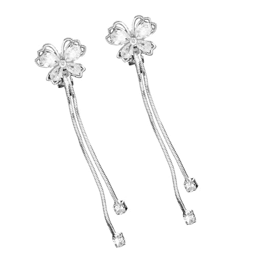 Stylish Butterfly Dangle Earrings with Crystal Detail Long Chain Fringe Party Jewelry Elegant Ear Accessories Long Tassels Ear A