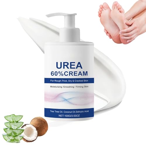 Crema Urea,60% Crema Urea, per Levigare la Pelle Ruvida e Dura, per Un'idratazione Profonda, per Piedi, Mani, Talloni, Gomiti, Unghie e Ginocchia