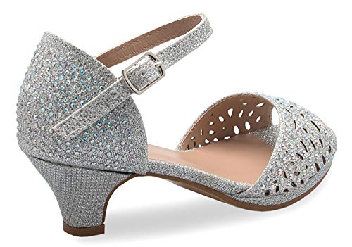 Image of Olivia K Girl's Cute Adorable Strappy Glitter Open Toe Heel Sandals - Adjustable buckle