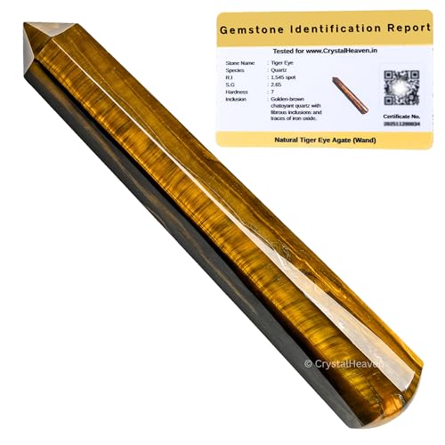 Image of Tiger Eye Crystal Wand - Pointed Crystal Wand for Energy Healing, Chakra Balancing, Meditation and Home Decor - Crystals and Healing Stones for Gift