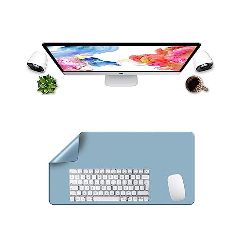 Tapis de souris bureau hydrorésistant LL-COEUR bleu ciel 600x300mm tapis ordinateur cuir