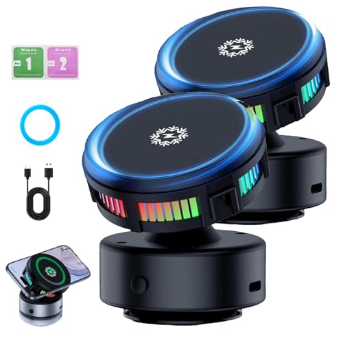 Techgoplus Phone Holder Car Mount 3-in-1 Magnetic 360° Electric Vacuum Suction con Strong Cup Wireless Fast Charging per All Smartphones 2xBlack