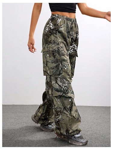 SOLY HUX Girl's Cargo Pants Camo Print Elastic Waist Straight Leg Baggy Streetwear Pants with Pockets2