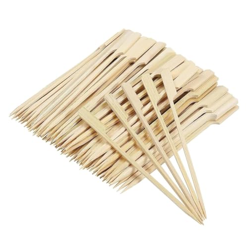 100 Stück Spieße Fingerfood, Holzspieße Schaschlikspieße Holz, Bambus Grillspieße Cocktailspieße Häppchen für Buffet, Grills, Snacks, Obst und Basteln